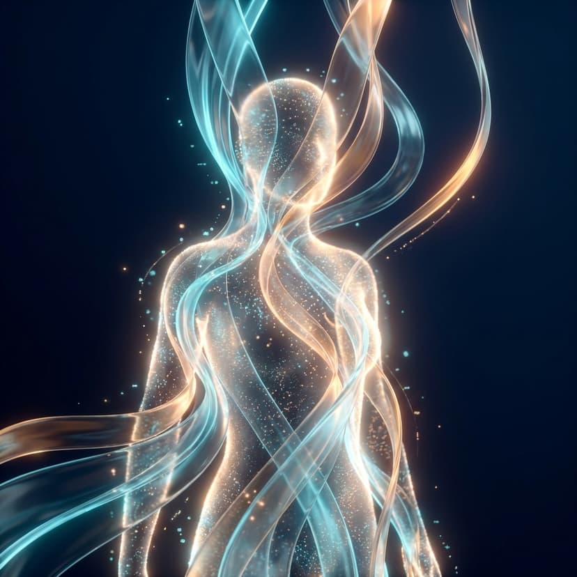 AI transformation illustration - digital data streams transforming into organic shapes